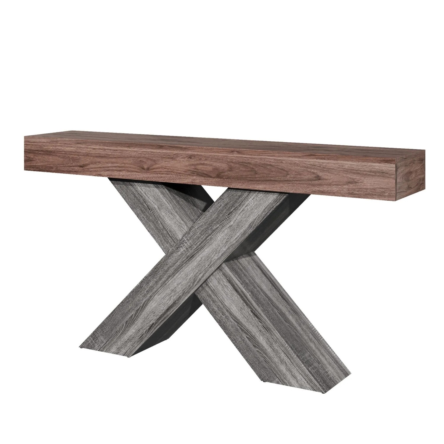 okwish Konsolentisch Beine Schmal Holzoptik Spanplatte Flur Wohnzimmer 140x30x80cm Braun