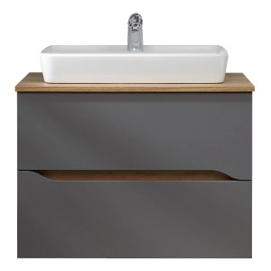 Pelipal Waschbeckenunterschrank Quickset 357, Quarzgrau Matt Touch, 72 cm mit Waschbecken.