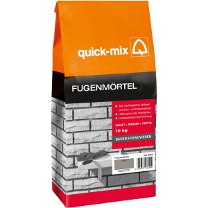 Quick-Mix Fugenmörtel Grau, 10 kg Sack. Fugenmasse für Mauerwerk und Stein.