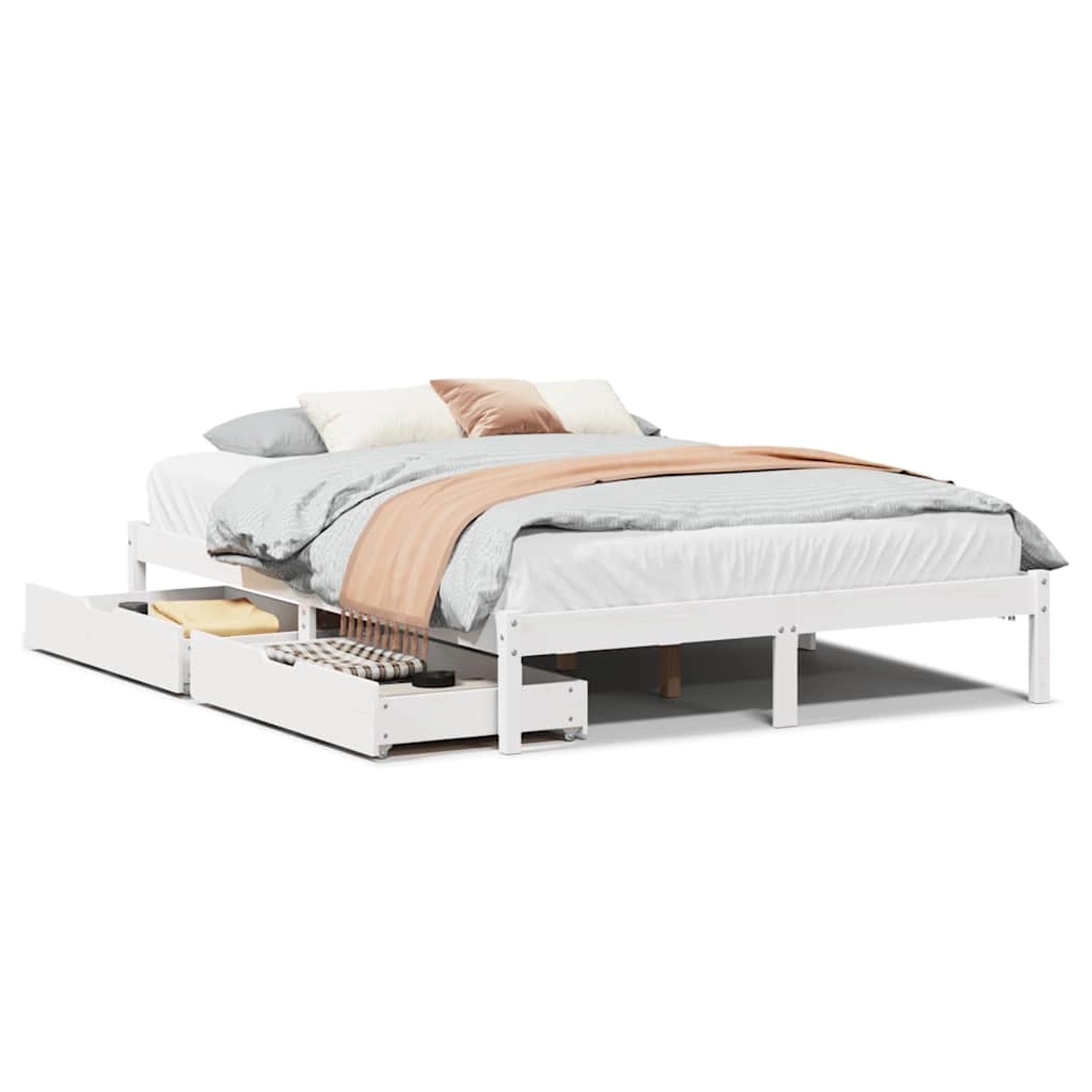 vidaXL Massivholzbett ohne Matratze Weiß 140x190 cm Kiefernholz 3301429 günstig online kaufen