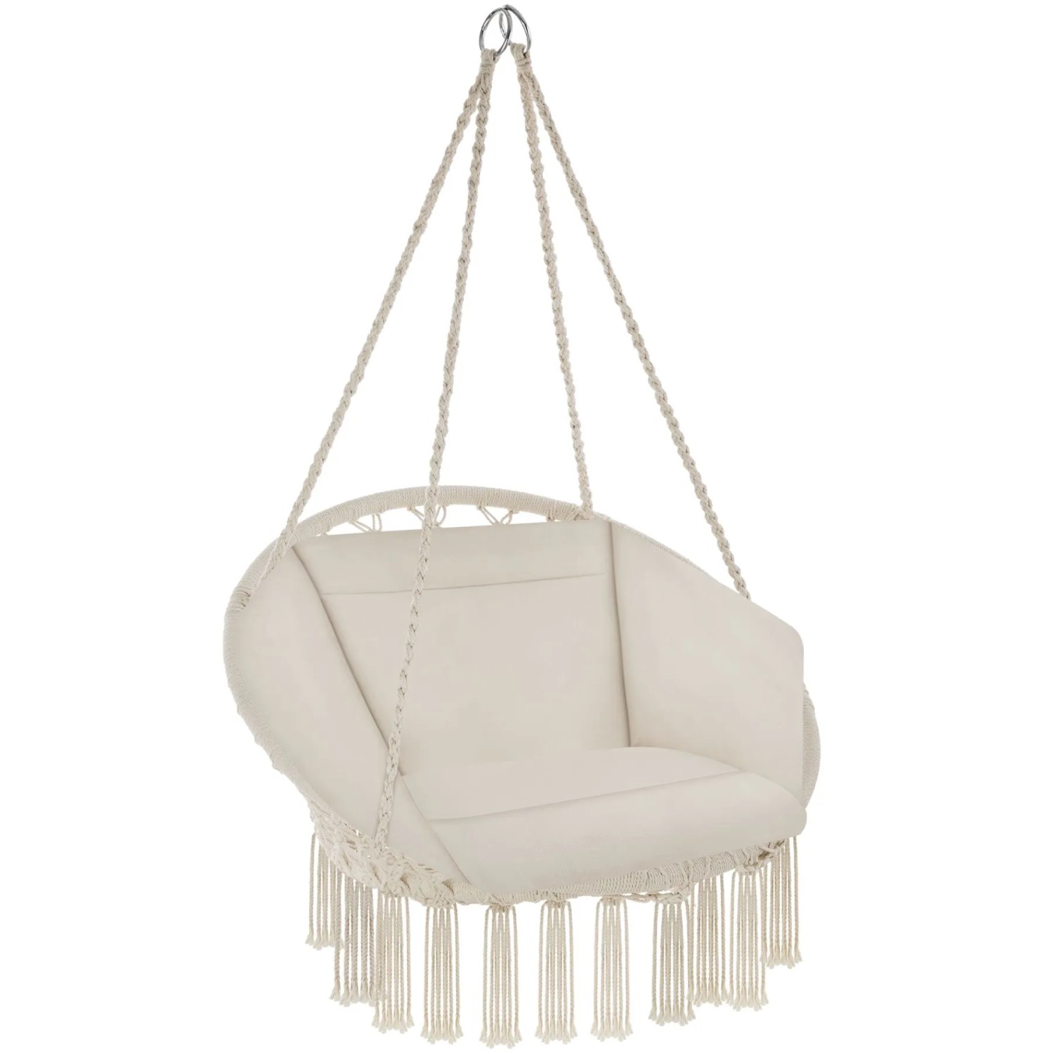 Tectake Hängesessel Grazia Mit Sitz  und Rückenpolster Stabil und Strapazierfähig  72 x 80 x 125 cm Beige