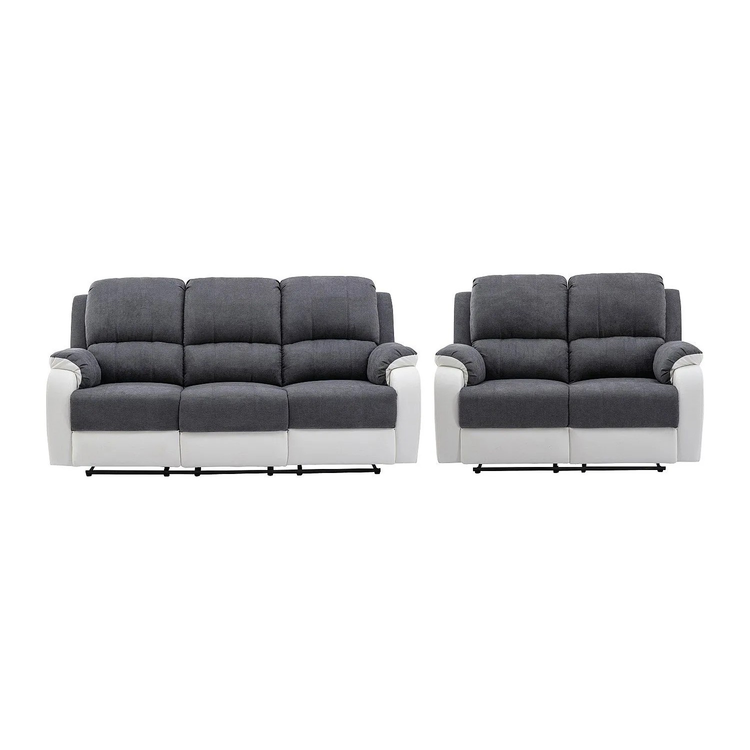 Vente-unique Couchgarnitur Brody Grau  Weiß 148 cm  202 cm