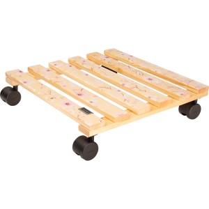 Wagner Multi Roller Kirschblüte: Rolluntersetzer aus Holz mit Kirschblütenmuster und schwarzen Rollen.