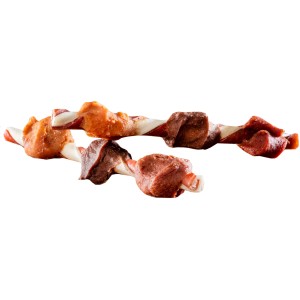 8in1 Triple Flavour Skewers, 6 Stück. Gedrehte Kausticks für Hunde mit Hühnchen, Ente und Leber.