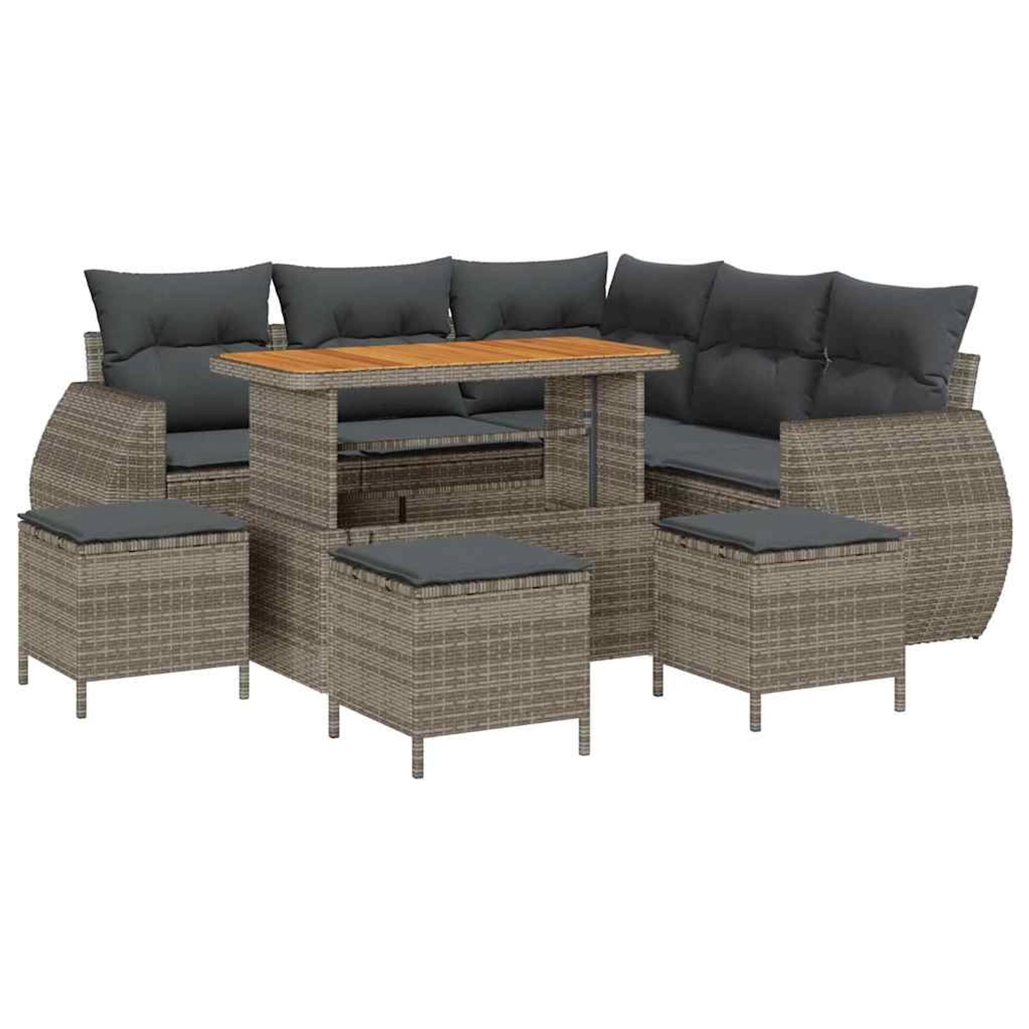 vidaXL Garten-Sofa-Set 9-Tlg Grau Poly Rattan 3361883 günstig online kaufen