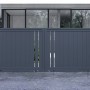 Graues Casanoov Schiebetor Giona (3,5 m) mit Pfosten. Modernes Gartentor aus Aluminium.