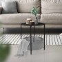 ML-Design Beistelltisch, rund, anthrazit mit Stoffkorb. Wohnzimmertisch aus Metall, 46x51 cm.