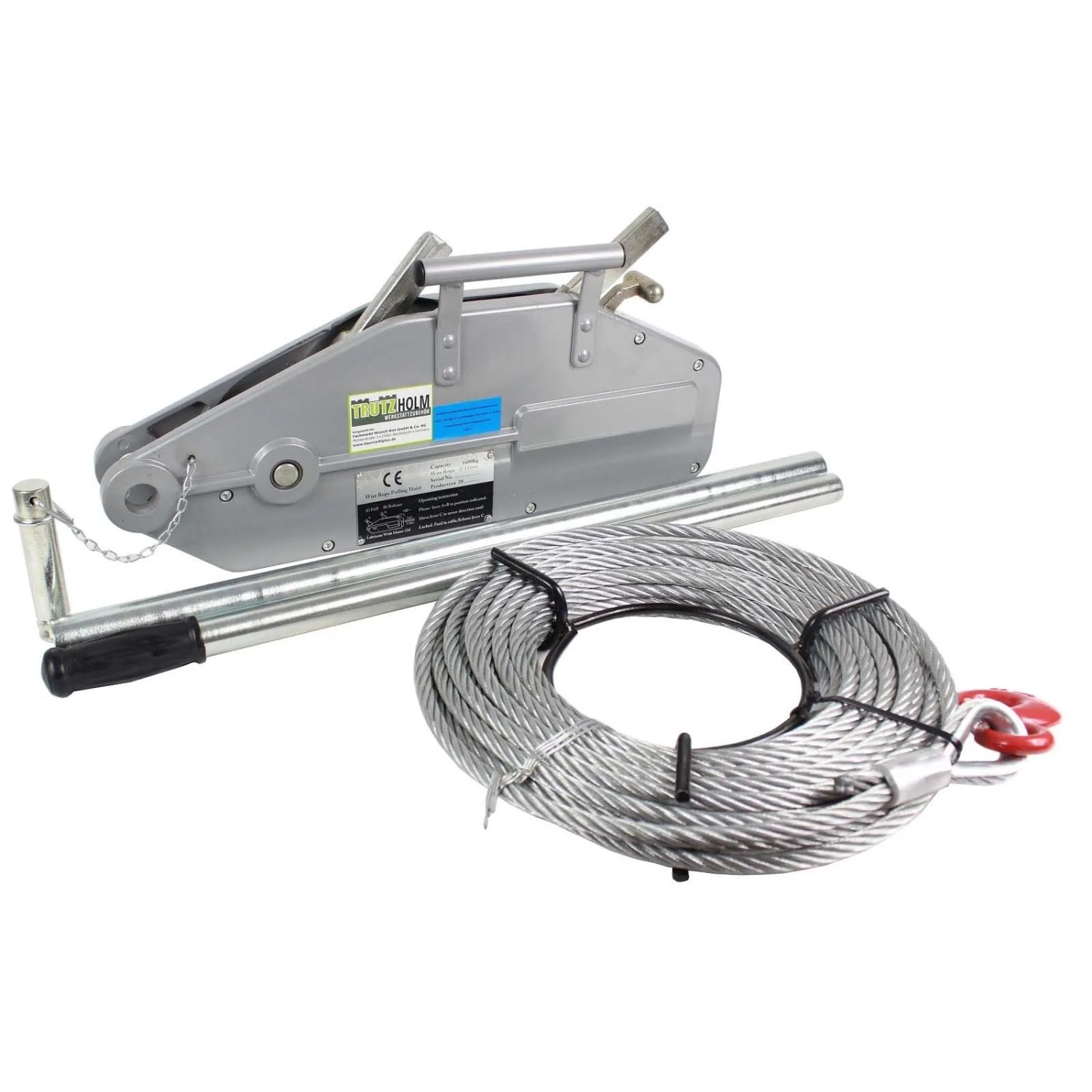 TRUTZHOLM Seilzug 1600kg Greifzug Seilwinde Forstseilwinde 20m Seil
