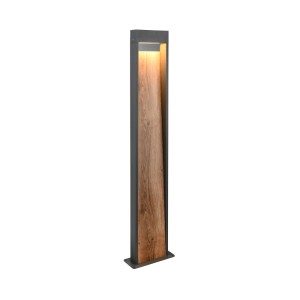 Trio LED-Wegeleuchte Salmon in Holzoptik, anthrazitfarben, 100 cm hoch.