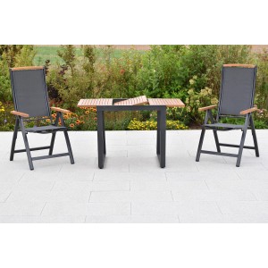 Merxx Siena 3-tlg. Gartenmöbel-Set mit Klappsesseln und Ausziehtisch aus Akazienholz.