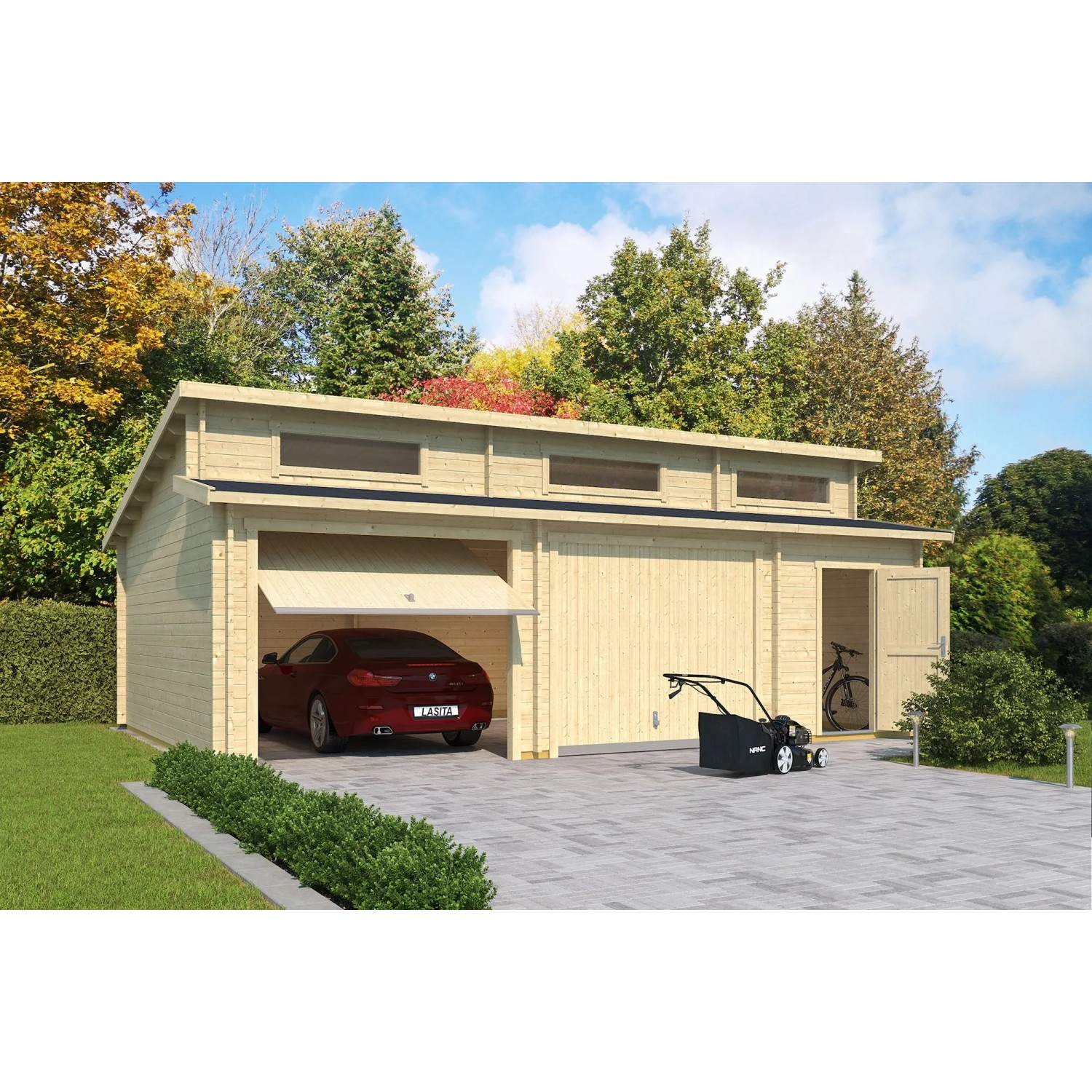 Lasita Garage Hawaii Set mit Schwingtoren 780 cm x 520 cm Natur/Unbehandelt günstig online kaufen