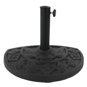 Halbrunder MCW Sonnenschirmständer Lorca in Gussoptik mit floralem Muster.