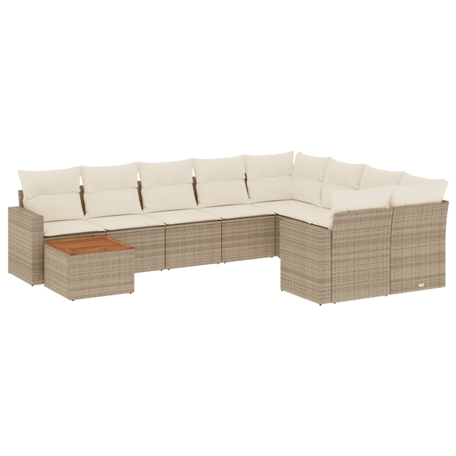 vidaXL 10-Tlg Garten-Sofagarnitur mit Kissen Beige Poly Rattan 3256618 günstig online kaufen
