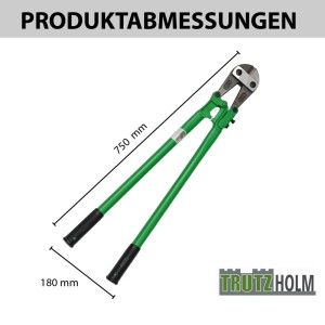 TRUTZHOLM Bolzenschneider 750mm, Seitenschneider mit gehärteten Backen. Grüne Griffe, Werkzeug.