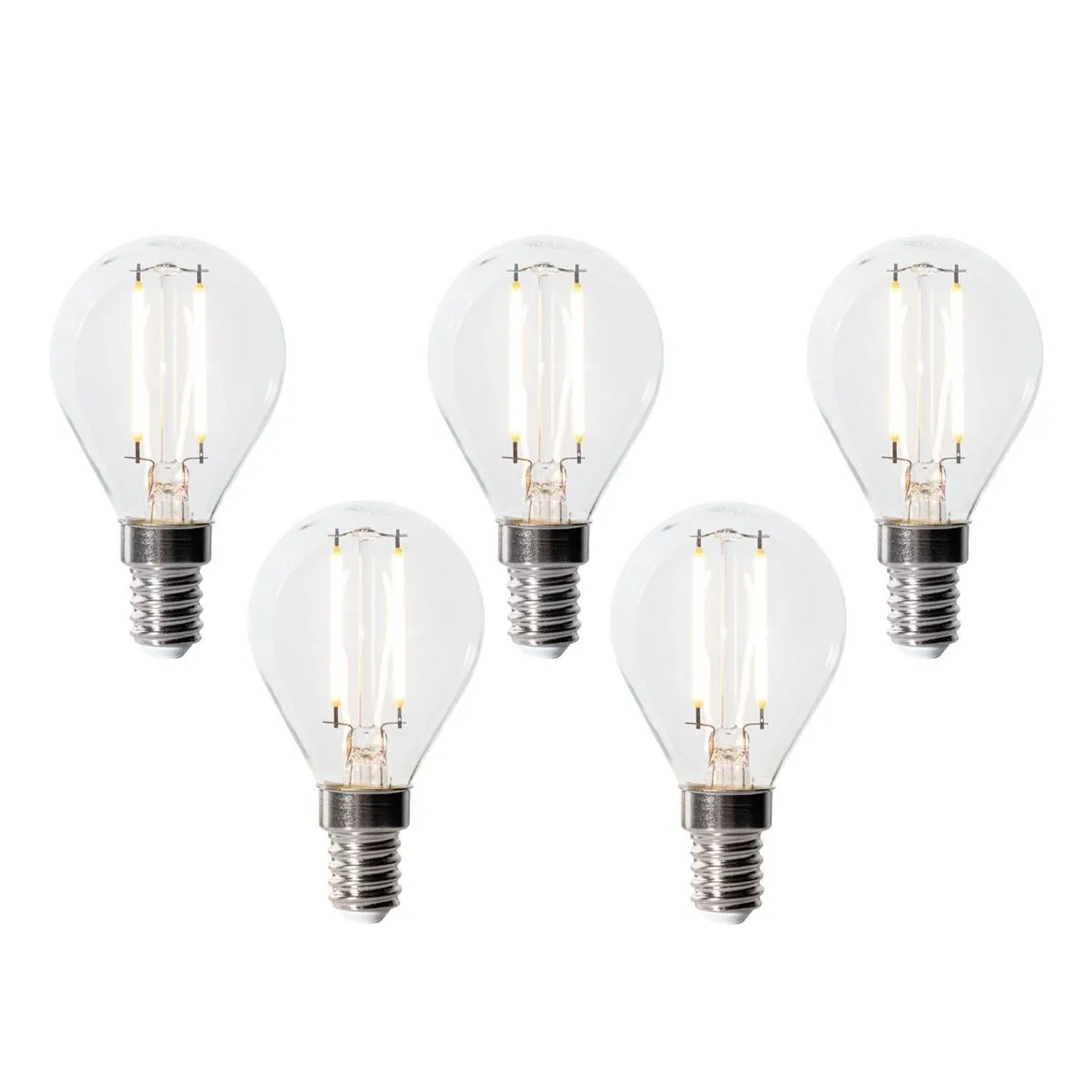 LUEDD 5er Set E14 Dimmbare LED Leuchtmittel P45 Klarglas 3W 250,m 2700K