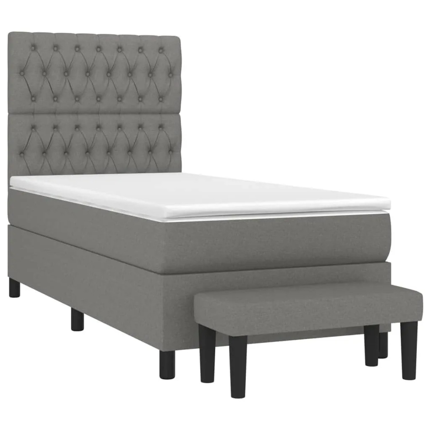 vidaXL Boxspringbett mit Matratze Dunkelgrau 90x190 cm Stoff 3136798