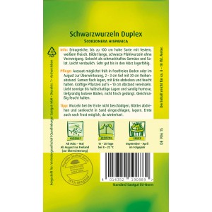 Samentüte Quedlinburger Schwarzwurzel Duplex, ertragreiche Sorte für den Freilandanbau.