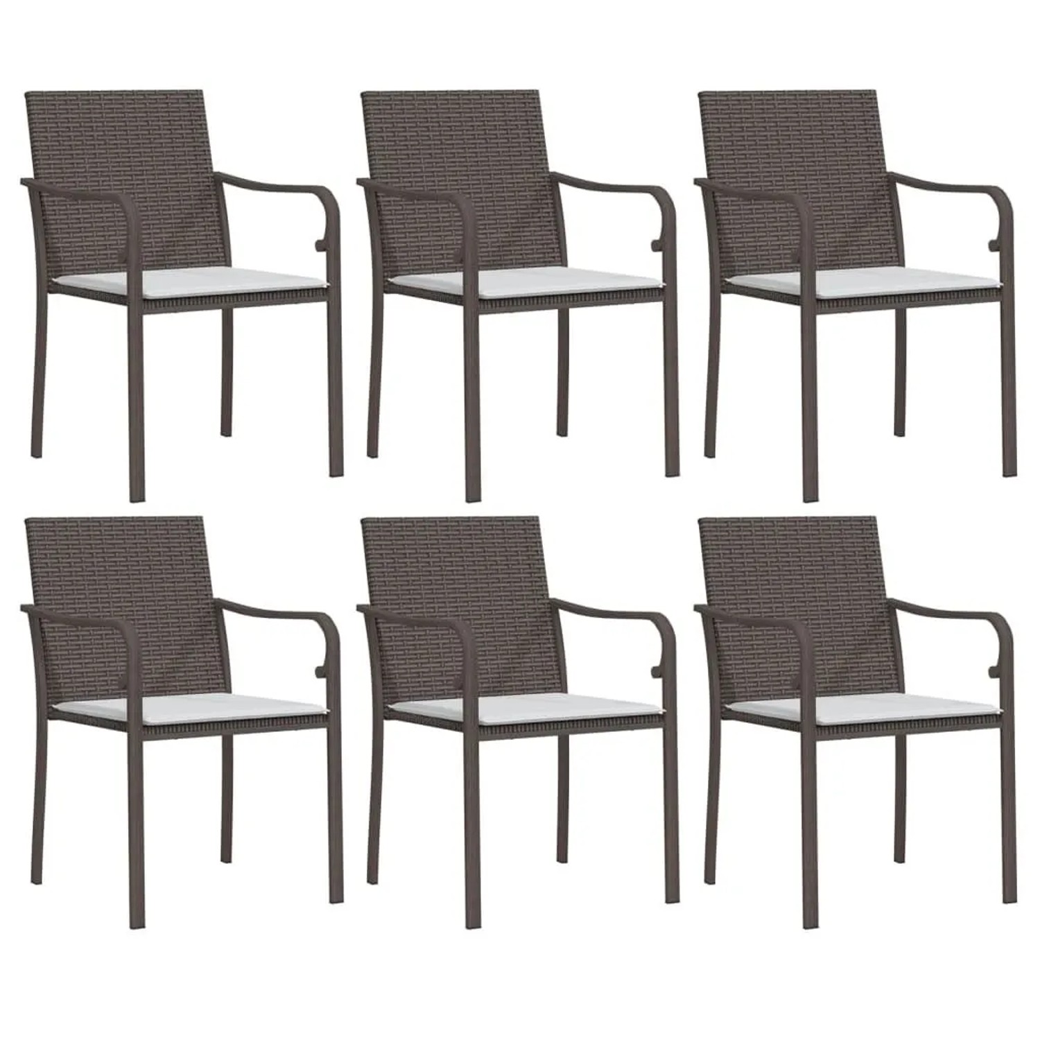vidaXL Gartenstühle mit Kissen 6 Stk Braun 56x59x84 cm Poly Rattan 3187074 günstig online kaufen