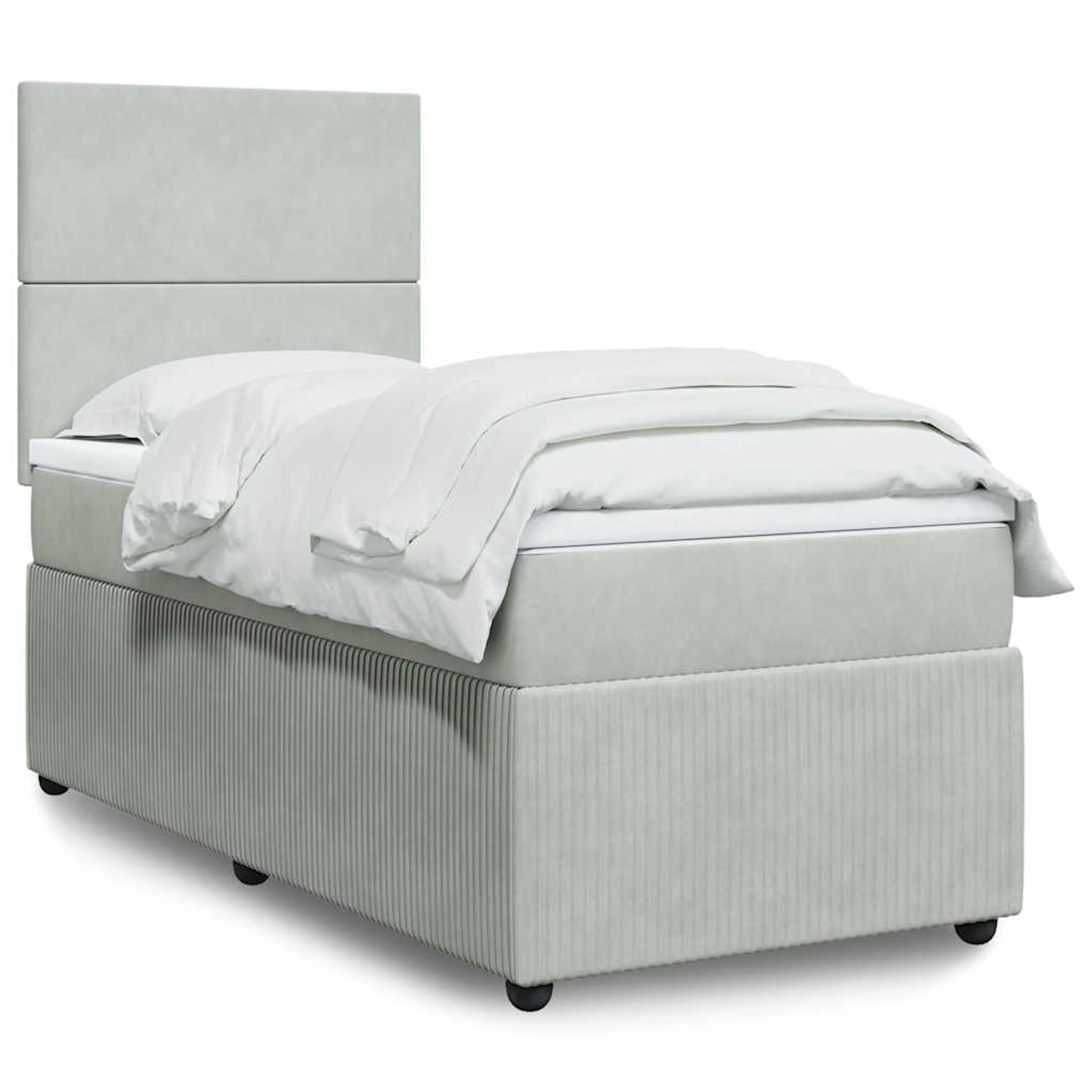vidaXL Boxspringbett mit Matratze Hellgrau 90x200 cm Samt 3294532 günstig online kaufen