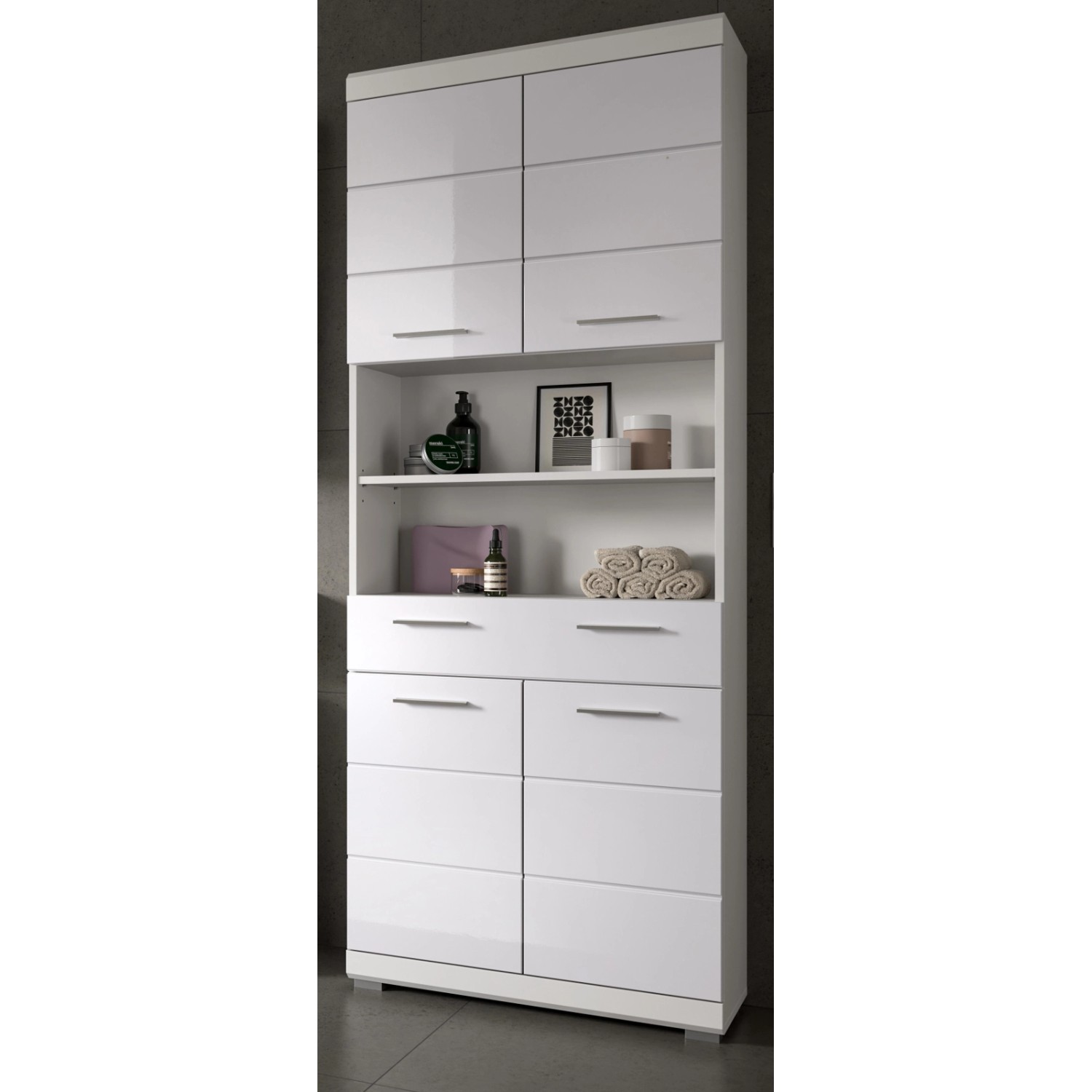 Thumbnail - Inn.Furn Badezimmer Hochschrank in Weiß Hochglanz 74 x 191 cm Shawn