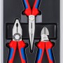 Knipex Zangenset Profi, 3-teilig: Kombizange, Seitenschneider, Flachrundzange mit Mehrkomponenten-Hüllen.