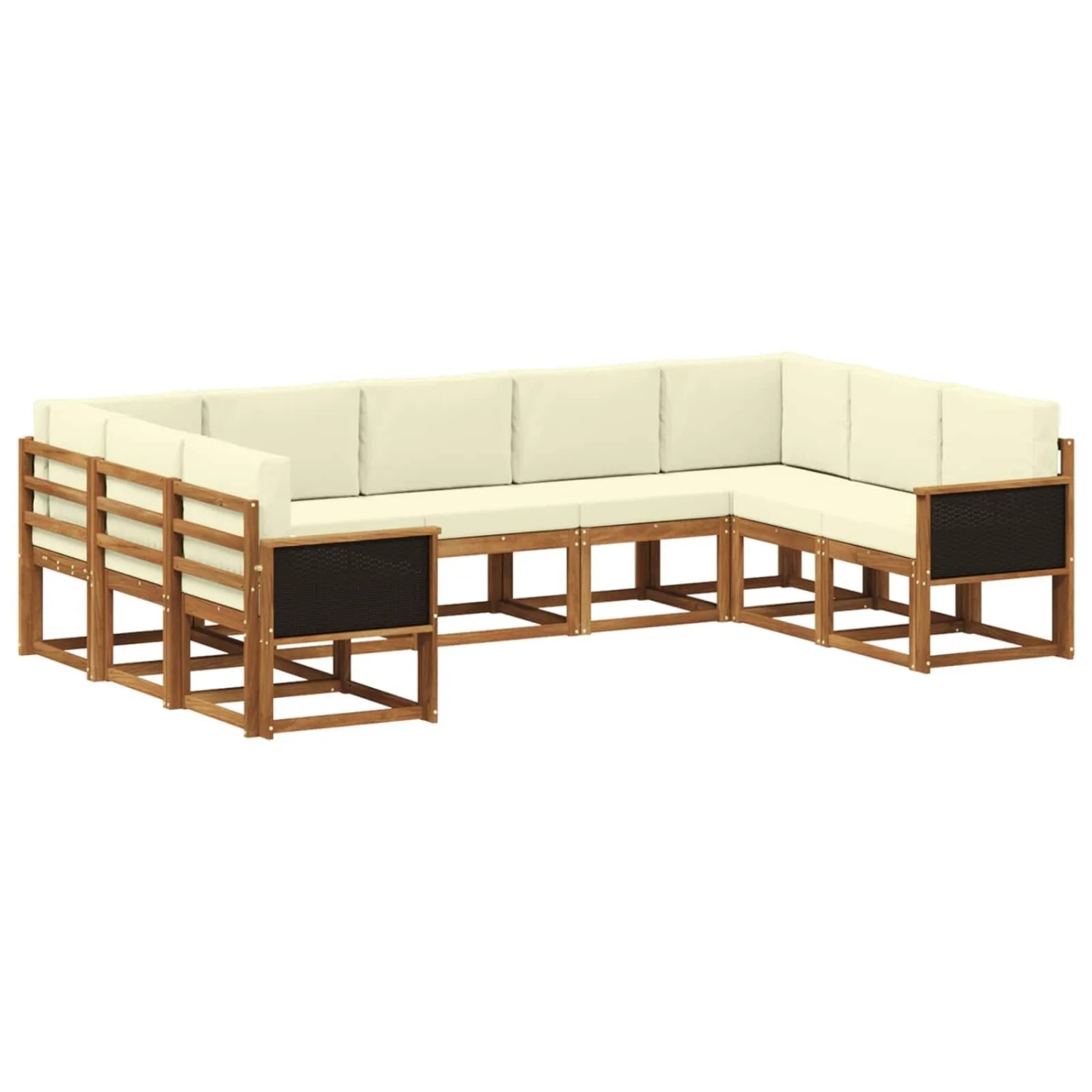 vidaXL Outdoor-Sofagarnitur 9 Stk Natur und Creme Massivholz Akazie 3385521