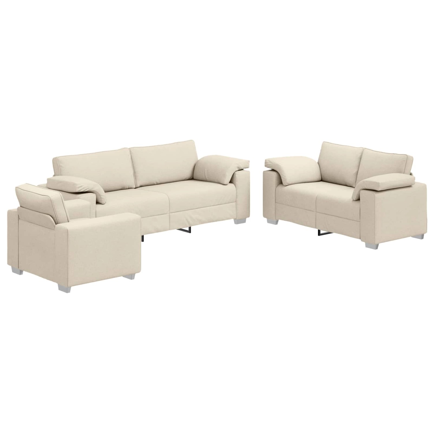 vidaXL Sofa-Set 3-Tlg Beige Leinenmischgewebe 3324607 günstig online kaufen