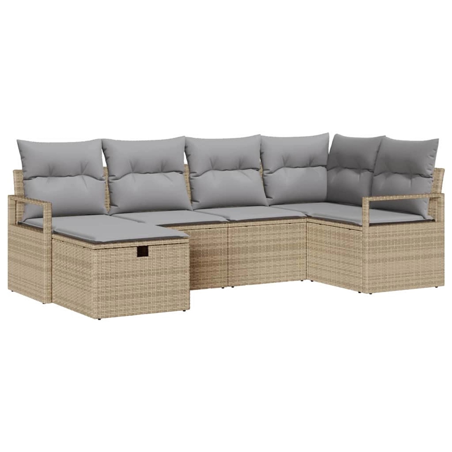 vidaXL Garten-Sofa-Set mit Kissen mit Speicher 6-Tlg Beige Poly Rattan 3360 günstig online kaufen