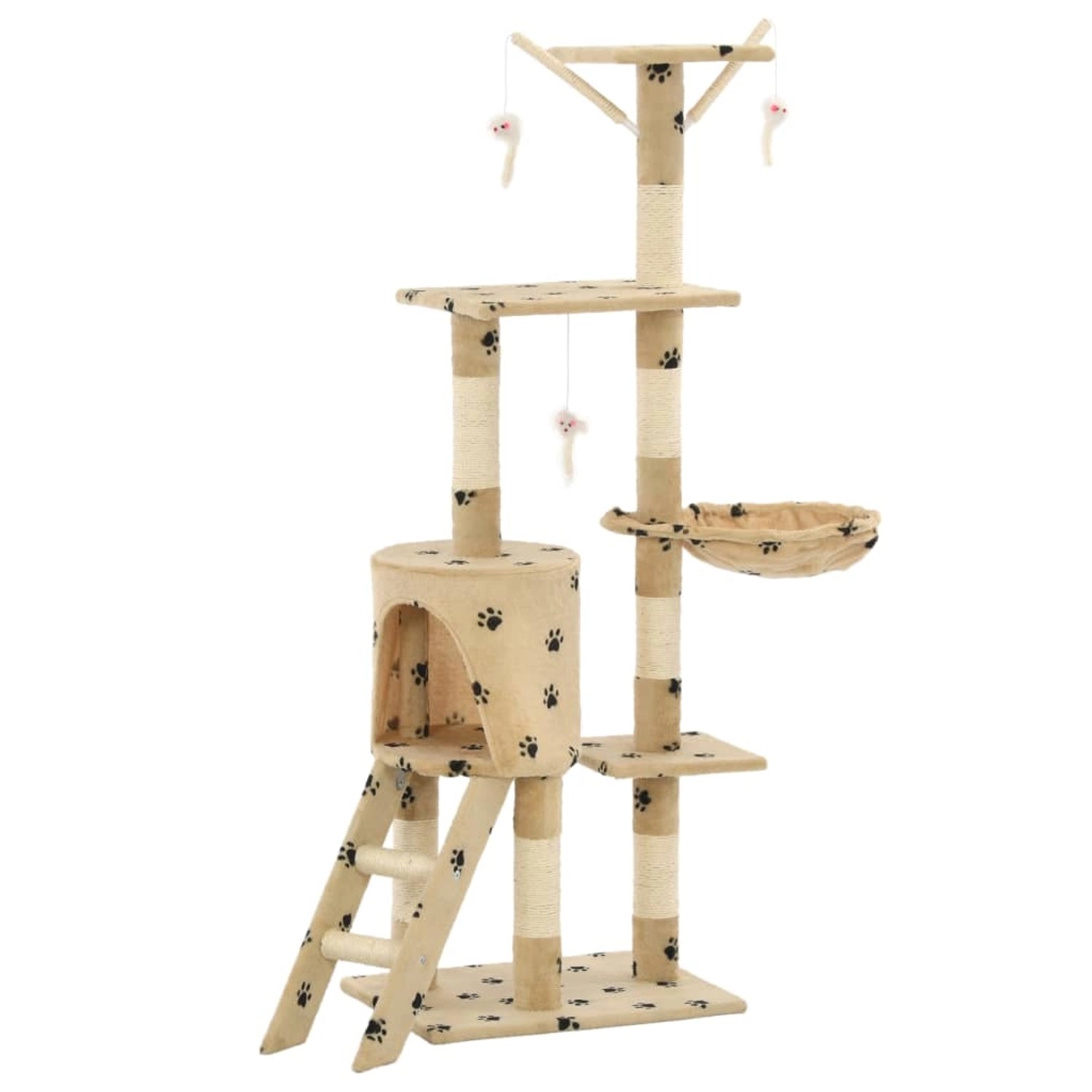 Thumbnail - vidaXL Katzenkratzbaum mit Sisal 138 cm Beige Pfoten-Aufdruck