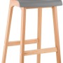 Grauer CLP Barhocker Hover mit Kunststoff-Sitzschale und hellem Vierfußgestell aus Natura Holz. Moderner Hocker.