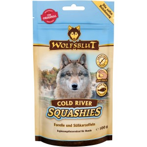 Wolfsblut Hundesnack Squashies Cold River, 100g, mit Forelle & Süßkartoffel. Getreidefreie Hunde-Belohnungssnacks.