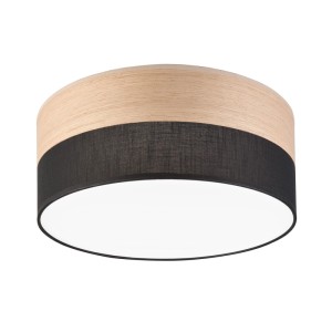 Lamkur LED-Deckenleuchte Dafne, Furnier/Schwarz, Ø 35cm. Moderne LED Lampe für Deckenmontage.