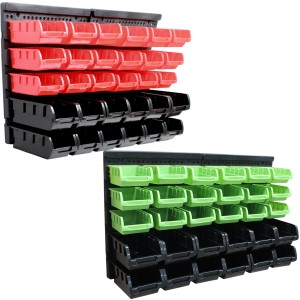 TRUTZHOLM Stapelboxen Mit Wandregal Rot 32 Teile Kleinteilemagazin