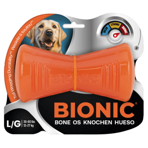 Orangefarbener Bionic Knochen, robustes Hundespielzeug für Wasserspaß, 15 cm.