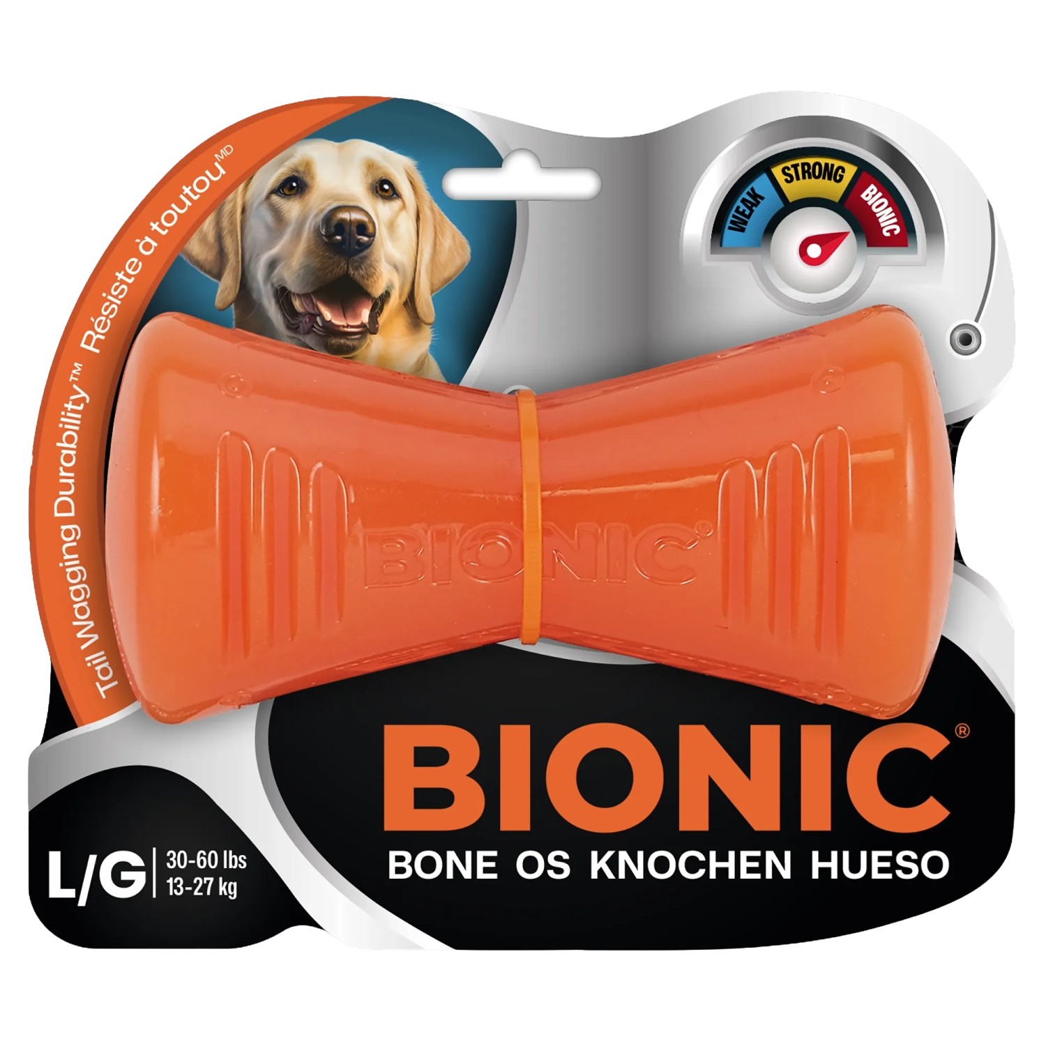 Bionic Hundespielzeug Knochen 15 cm Orange