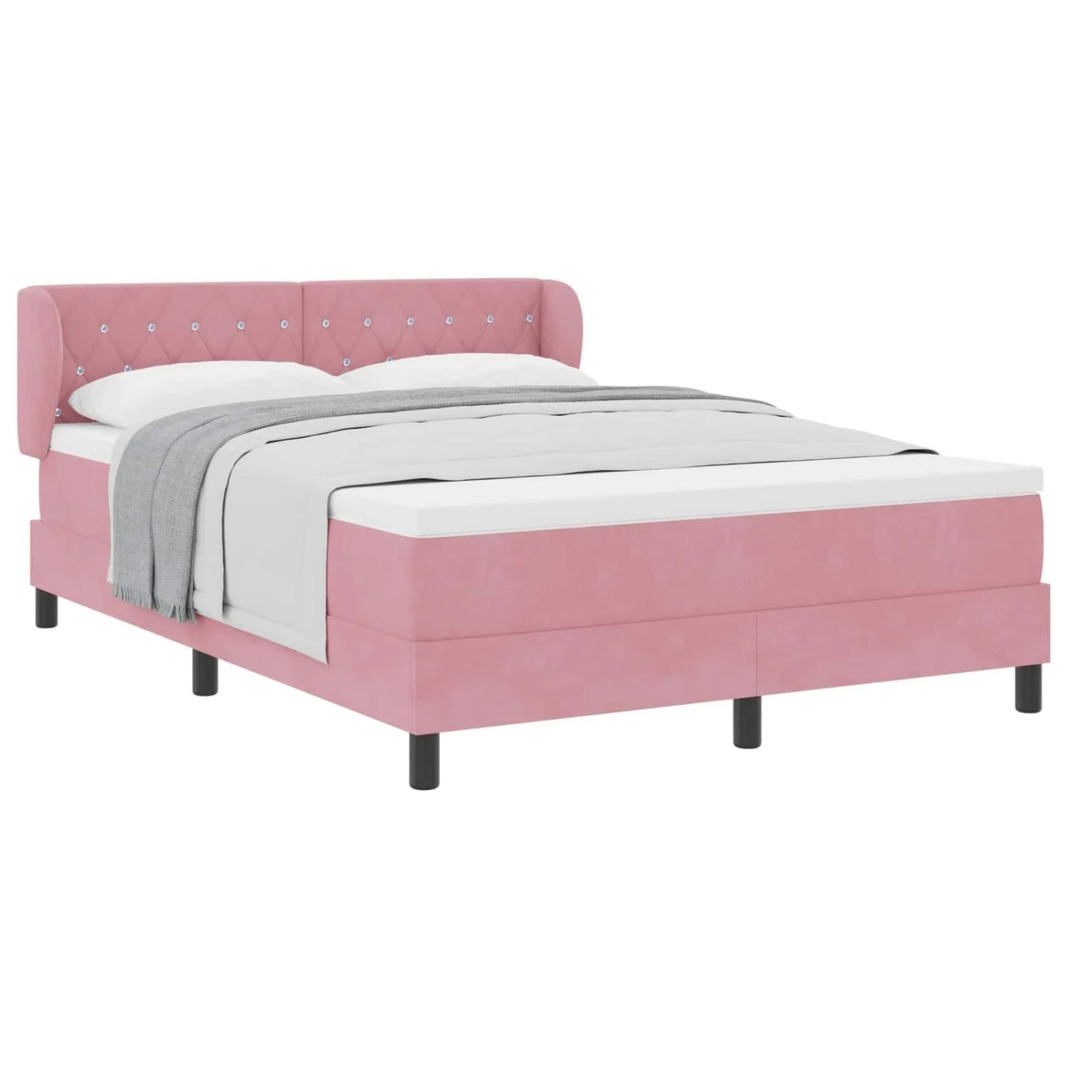 vidaXL Boxspringbett mit Matratze mit Kopfteil Rosa 140 x 200 cm Samt 3340339