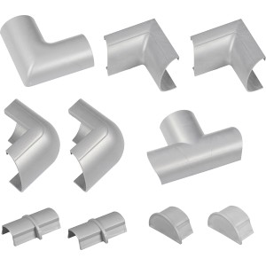 D-Line Kupplung Zubehör-Set 30x15 mm Alu: Verschiedene Verbindungsstücke für Kabelkanäle.