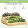 Outsunny Hochbeet aus Tannenholz mit 3 Stufen und Bepflanzung.