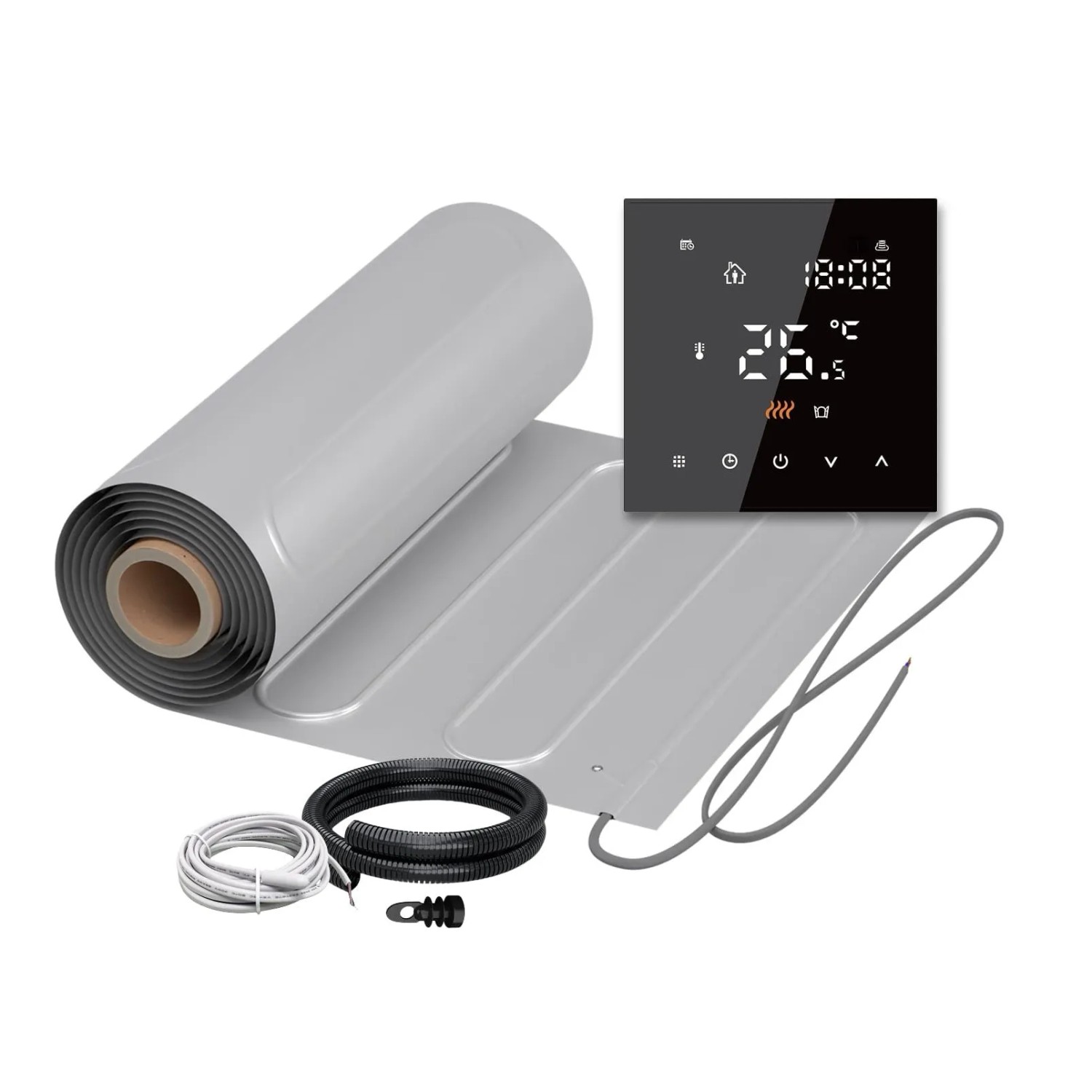 WARMON Fußbodenheizung Elektrisch ALU 150 W/m² inkl. TS 300 Thermostat Schwarz 2,5 m²