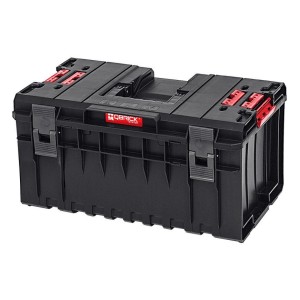 Schwarzer PROREGAL QBRICK Werkzeugkasten One mit roten Akzenten, 38 Liter Volumen.