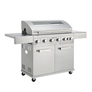 Juskys BBQ Gasgrill Minnesota mit 6 Brennern und Seitenbrenner aus Edelstahl.