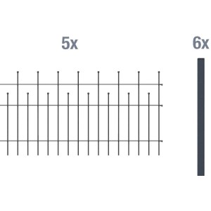 Metallzaun Grund-Set Madrid, anthrazit, zum Einbetonieren, bestehend aus Zaunfeldern und Pfosten.