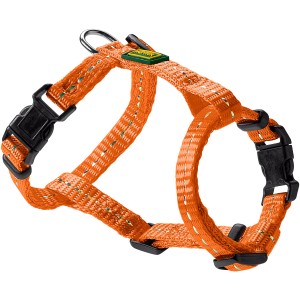 Orangefarbenes Hunter Hundegeschirr Tripoli Gr. S aus robustem Nylon mit Reflektorstreifen.