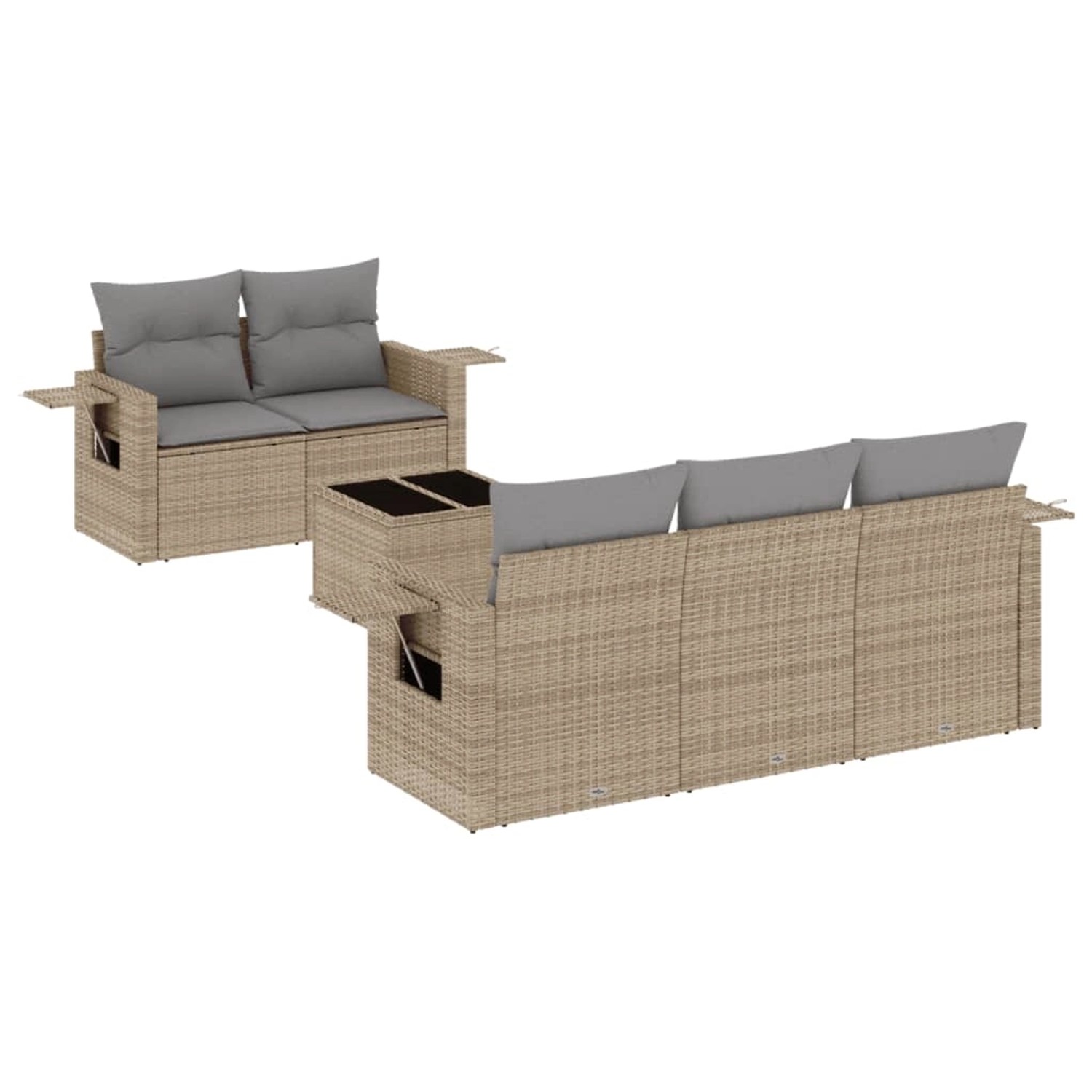 vidaXL 6-Tlg Garten-Sofagarnitur mit Kissen Beige Poly Rattan 3219898 günstig online kaufen