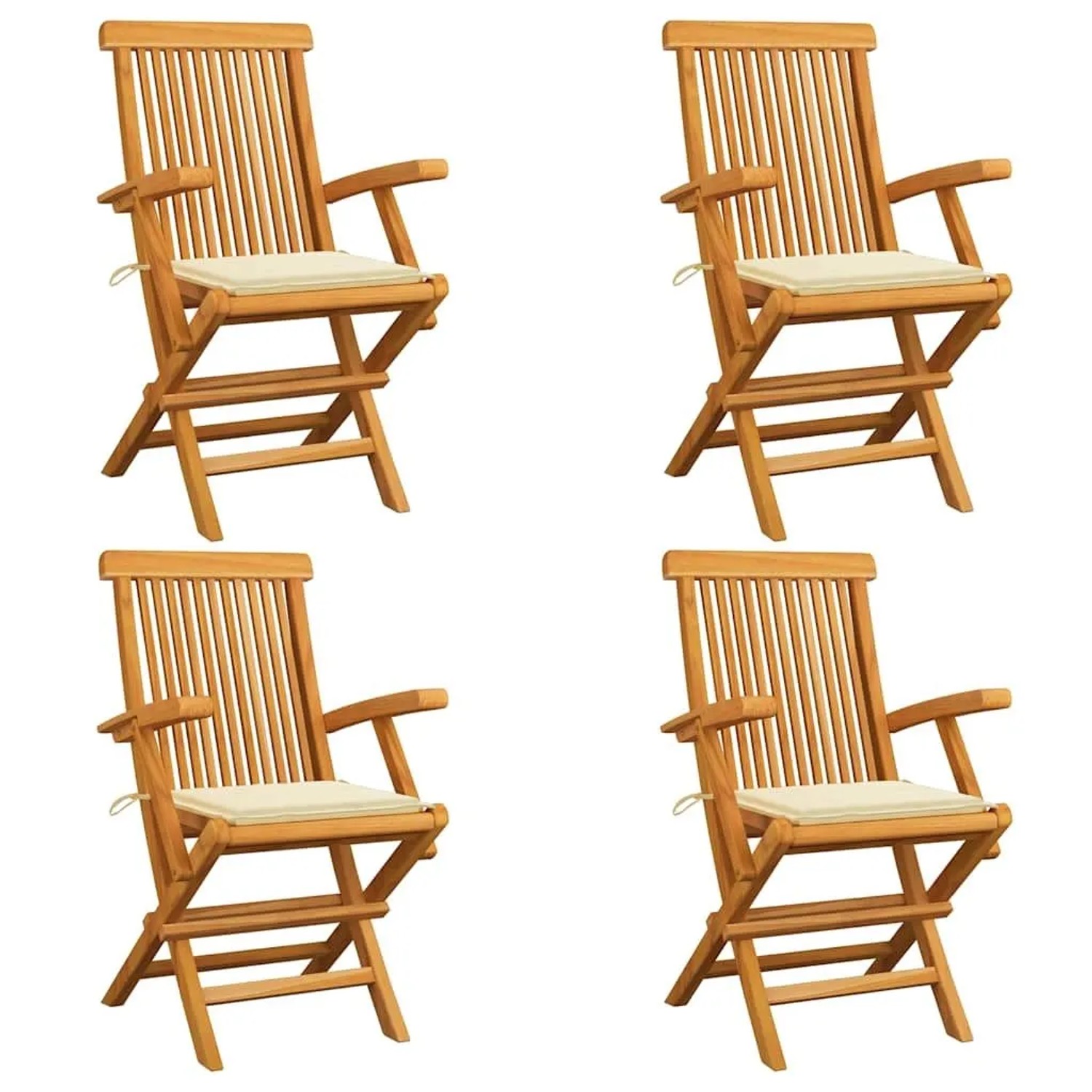 vidaXL Gartenstühle mit Creme Kissen 4 Stk Massivholz Teak 3065619 günstig online kaufen