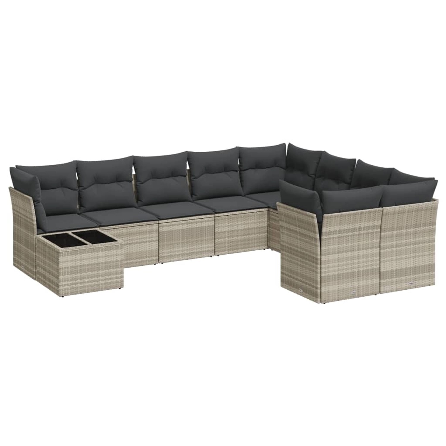 vidaXL 10-Tlg Garten-Sofagarnitur mit Kissen Hellgrau Poly Rattan 3218192 günstig online kaufen