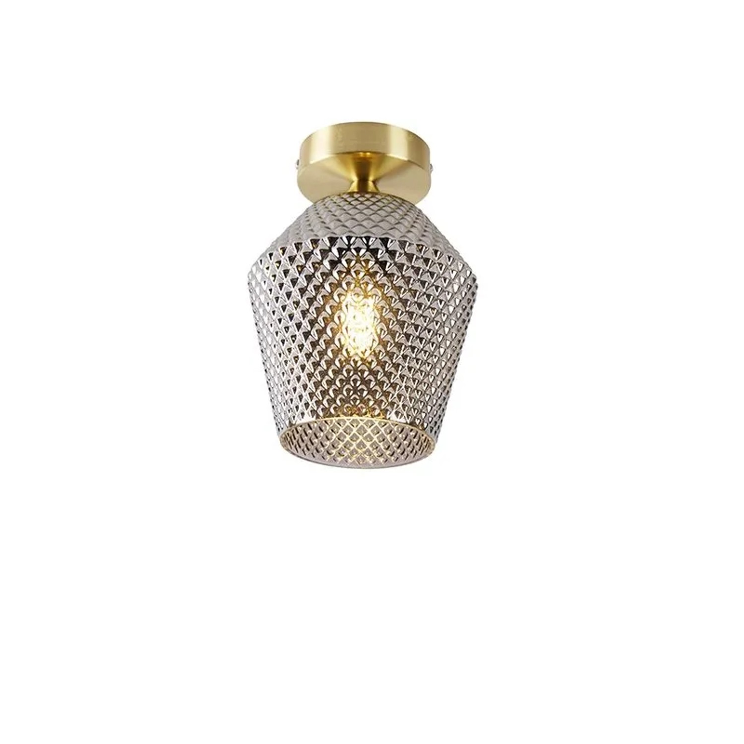 QAZQA Art Deco Deckenleuchte Messing mit Rauchglas Karce