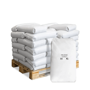 Palette mit 40 weißen 25kg Säcken Galamio Golfsand 1,0-2,0 mm Quarzsand für Garten & Spielplatz.