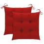 vidaXL Gartenstühle mit Roten Kissen 2 Stk Massivholz Teak 3062508_9