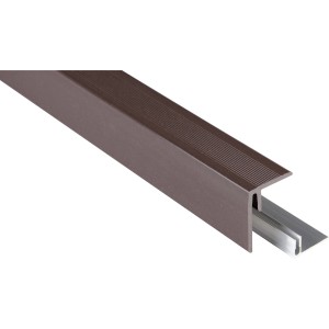 Kovalex WPC Seitenabschluss in Braun mit Alu-Profil für Terrassendielen.